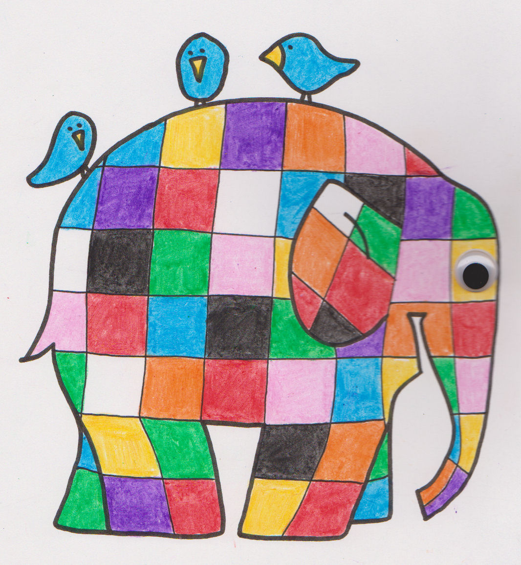 Elmer The Patchwork Elephant Coloring Page - Lines Across in Free Printable Elmer The Elephant Template