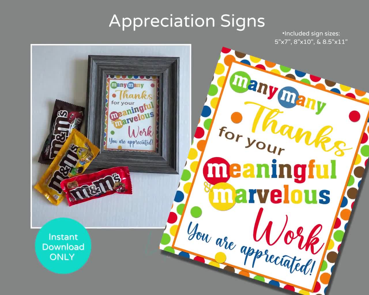 Employee Appreciation M&amp;amp;M Sign To Download And Print For Teacher Appreciation Week, Staff Appreciation, Pta Appreciation, 3 Size Options within M M Teacher Appreciation Printable