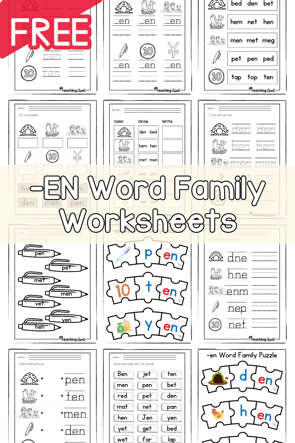 En Word Family Worksheets - The Teaching Aunt within Free Word Family Printables