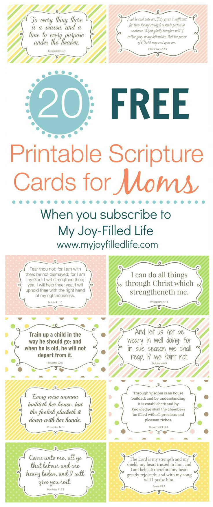 Encouragement For Moms - Printable Scripture Cards inside Free Printable Devotions For Moms