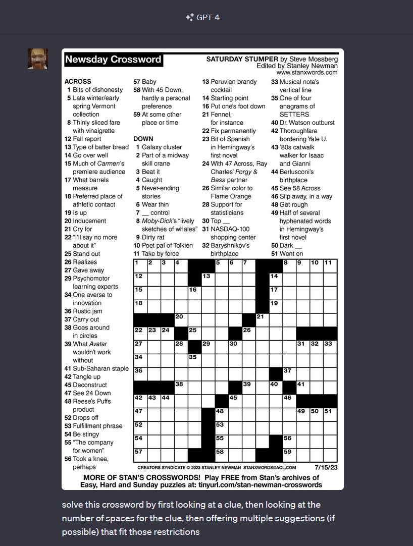 Ethan Mollick On X: &amp;quot;Forget The Turing Test, I Found A Task That within Newsday Crossword Puzzle Printable