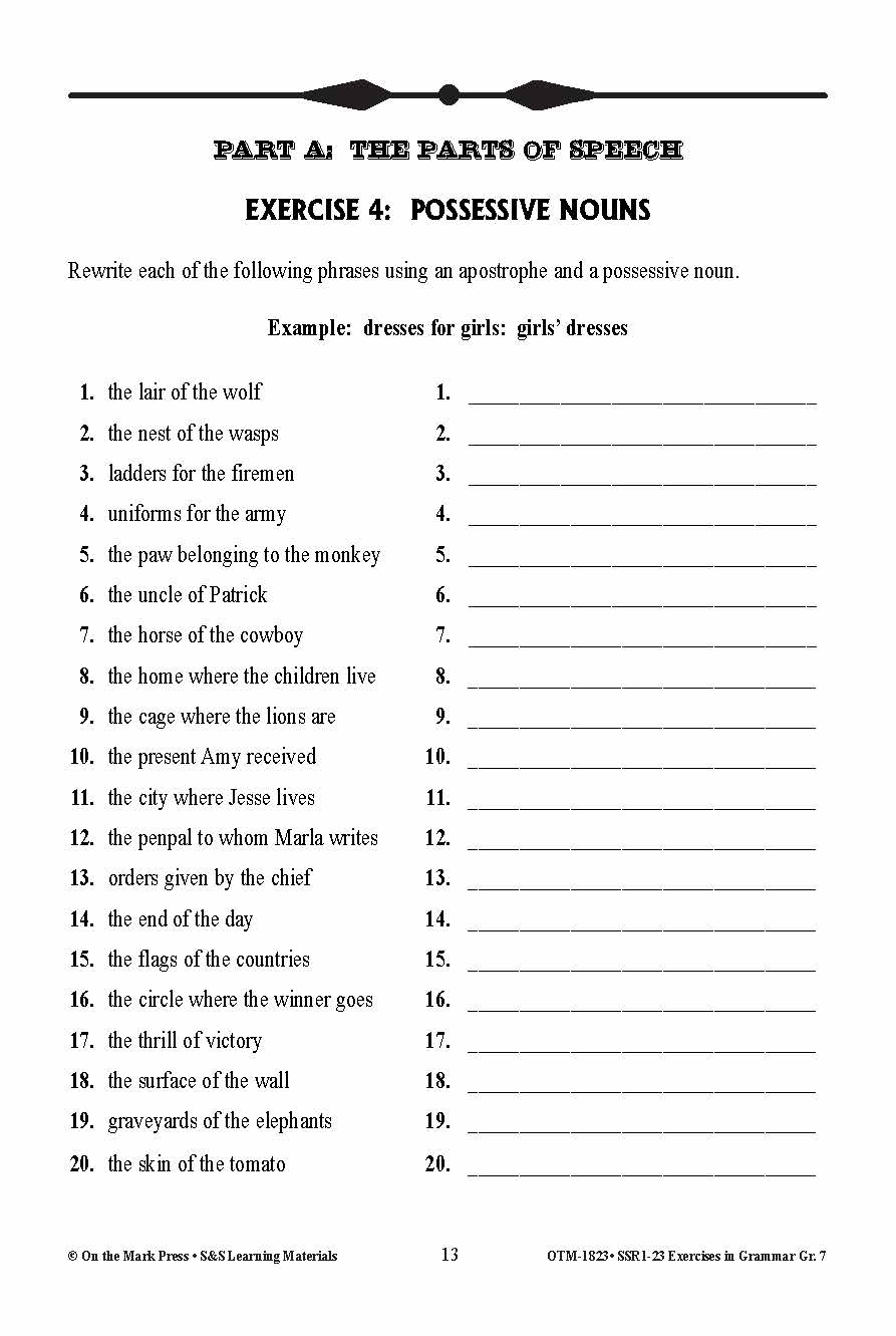 Exercises In Grammar Grade 7 - Worksheets Library with Printable Grammar Worksheets For 7Th Grade