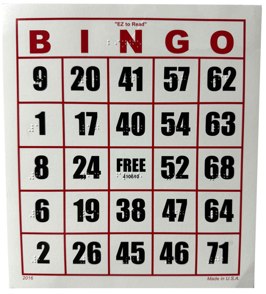 Ez To Read Bingo Card - Braille Card intended for Bingo Cards For the Blind
