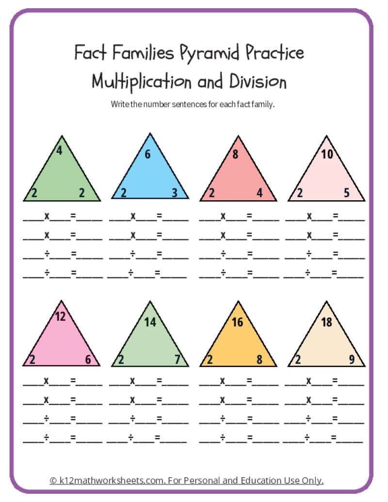 Fact Family Worksheets for Fact Family Worksheet Printable