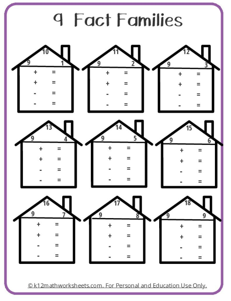 Fact Family Worksheets intended for Fact Family Worksheet Printable