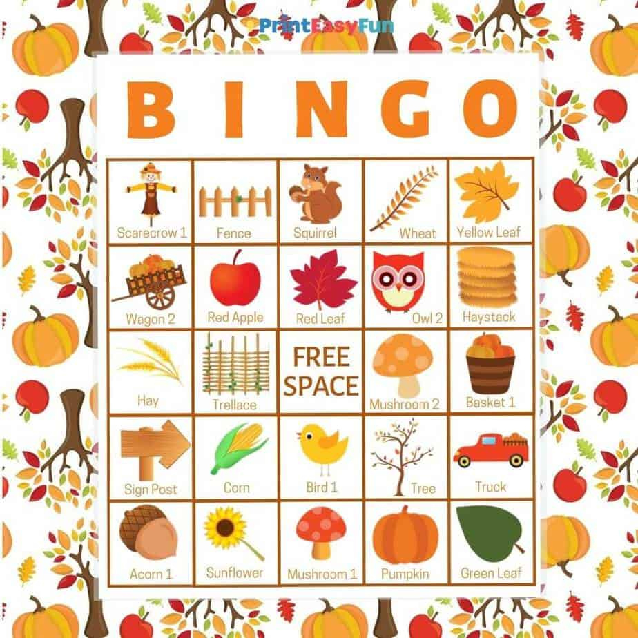 Fall Bingo Cards Free Printable - Printable Party Favors within Free Printable Autumn Bingo Cards