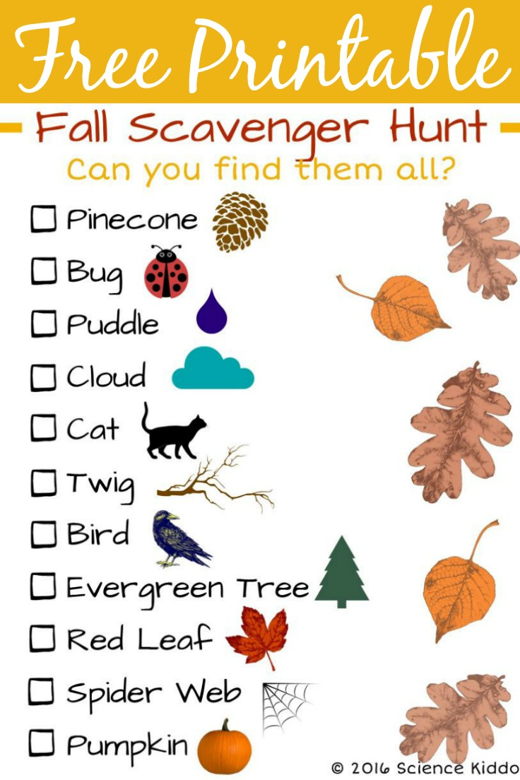 Fall Nature Scavenger Hunt For Kids • The Science Kiddo regarding Fall Scavenger Hunt Printable Free