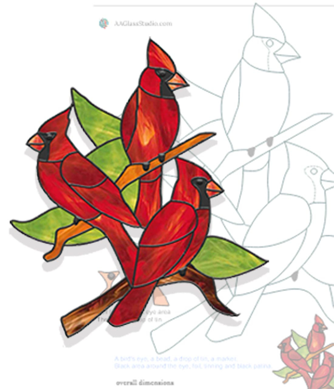 Family Of Cardinal Stained Glass Pattern - Aaglassstudio inside Printable Cardinal Stained Glass Pattern