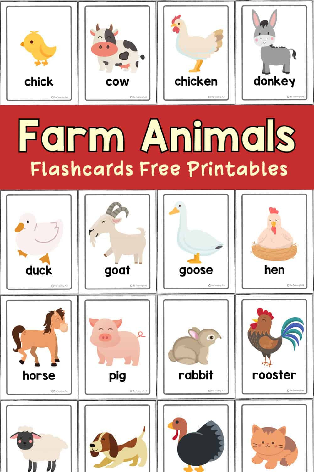Farm Animals Flashcards - The Teaching Aunt in Farm Animals Free Printable