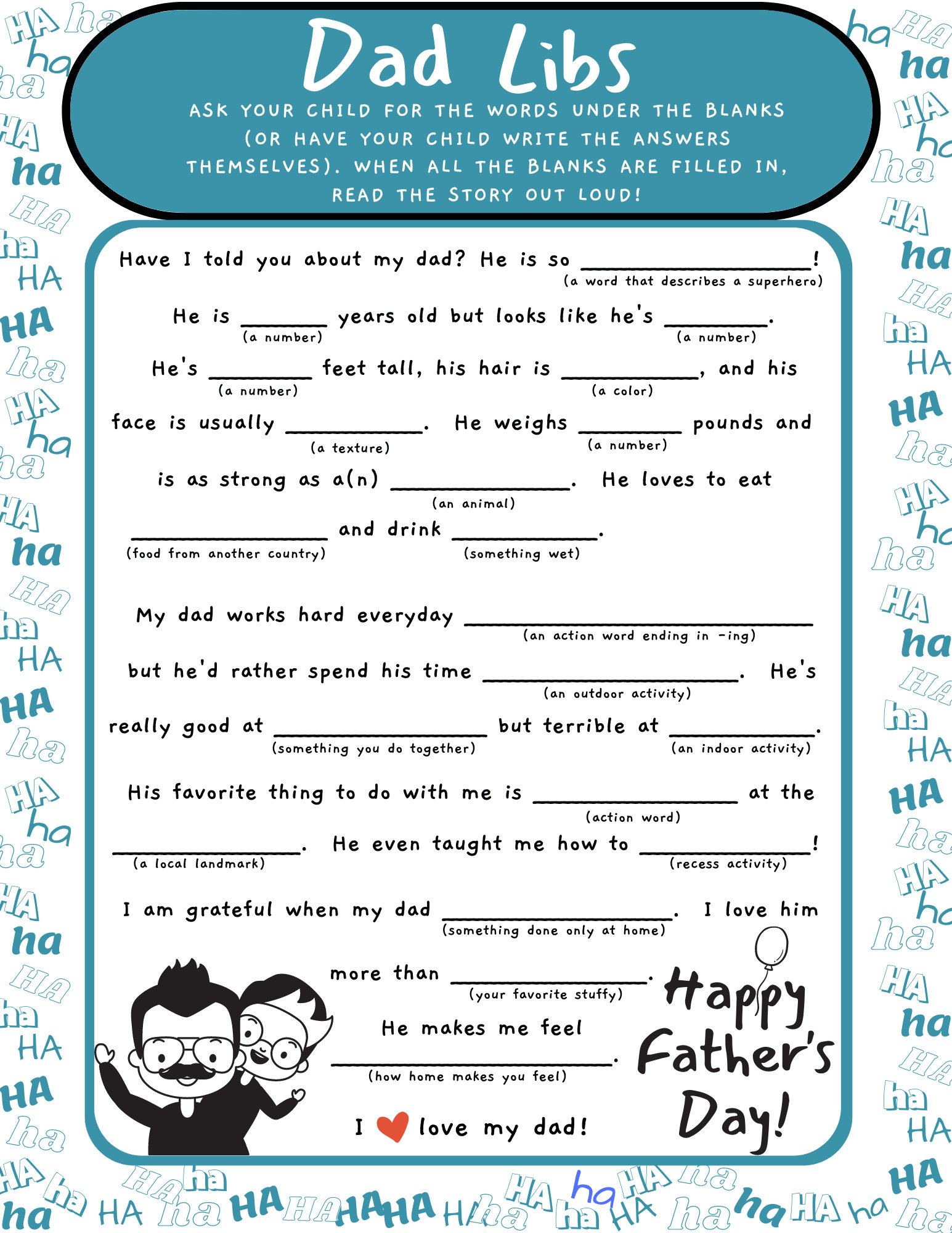 Father&amp;#039;S Day - Dad Libs - Etsy intended for Father&amp;amp;#039;s Day Mad Libs Printable