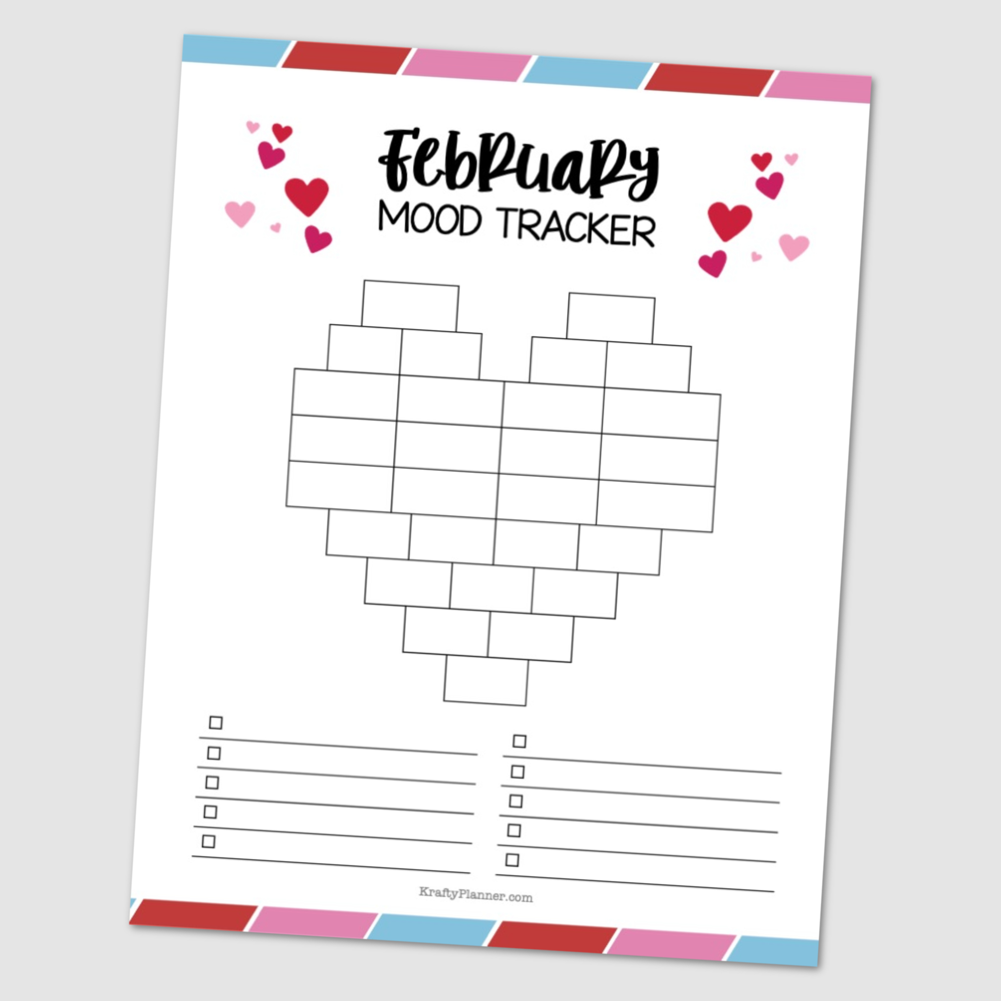 February Mood Tracker Heart {Free Printable} — Krafty Planner inside February Mood Tracker Printable