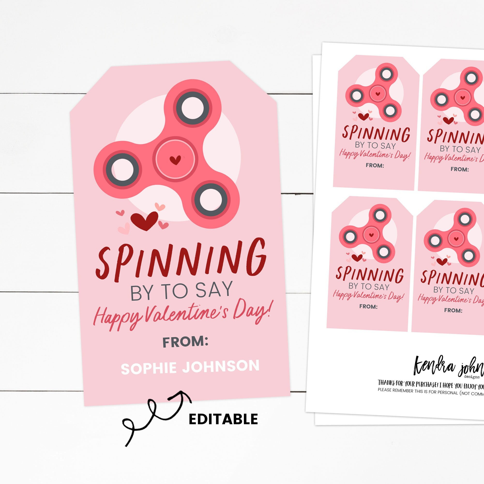 Fidget Spinner Valentines, Valentines Fidget Tag, Valentine&amp;#039;S Day for Fidget Spinner Valentine Printable