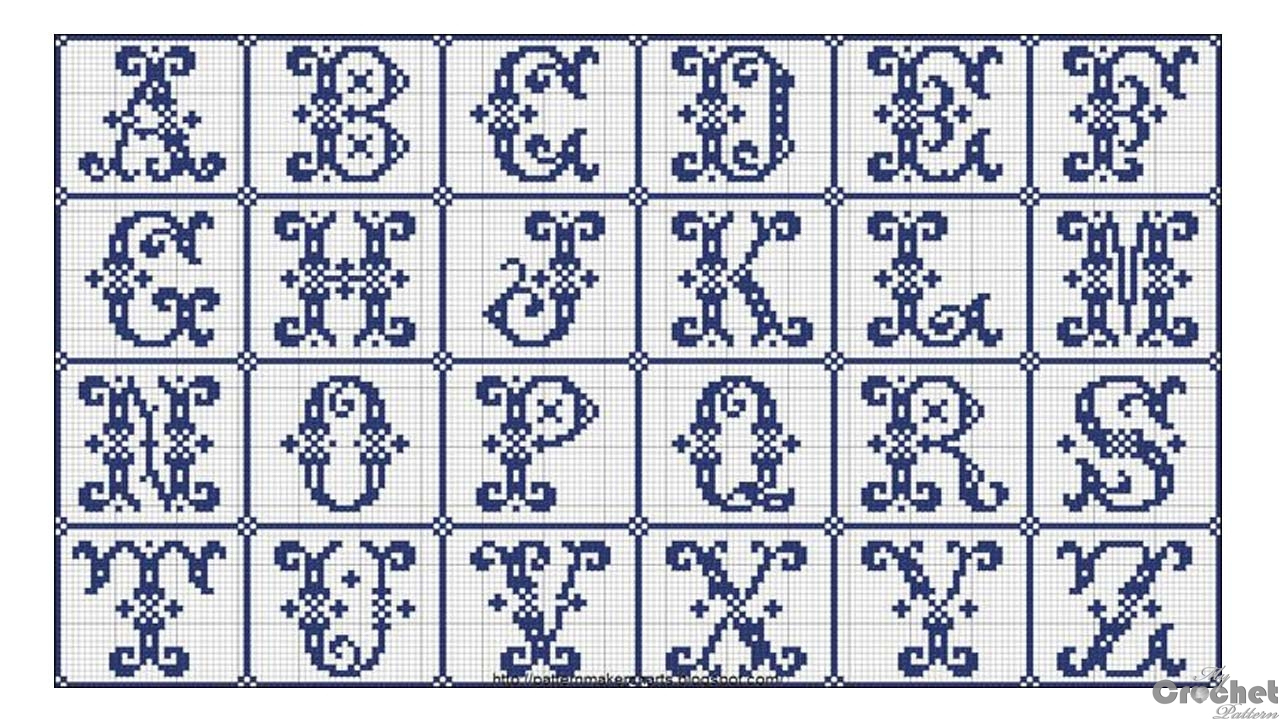 Filet Crochet Alphabet - Mycrochetpattern for Free Printable Filet Crochet Alphabet Patterns
