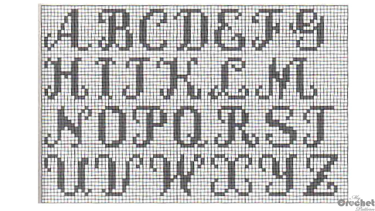 Filet Crochet Alphabet - Mycrochetpattern throughout Filet Crochet Free Printable Crochet Alphabet Patterns