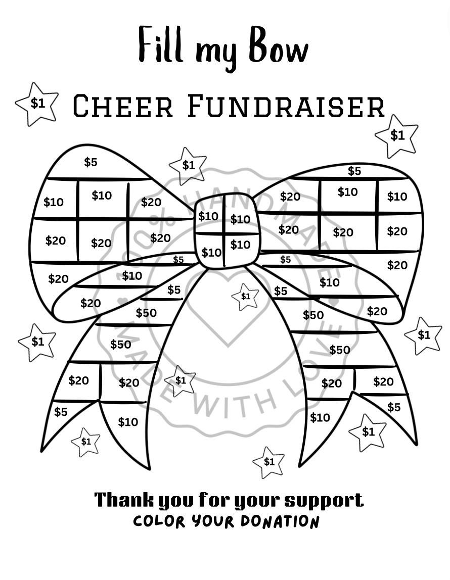 Fill My Bow Cheer Fundraiser Printable, Cheerleading Team with Free Printable Printable Cheer Bow Template
