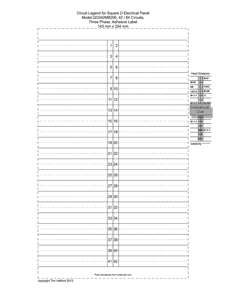 Fillable Printable Circuit Breaker Directory Template - Fill inside Printable Breaker Box Free Electrical Panel Label Template Excel