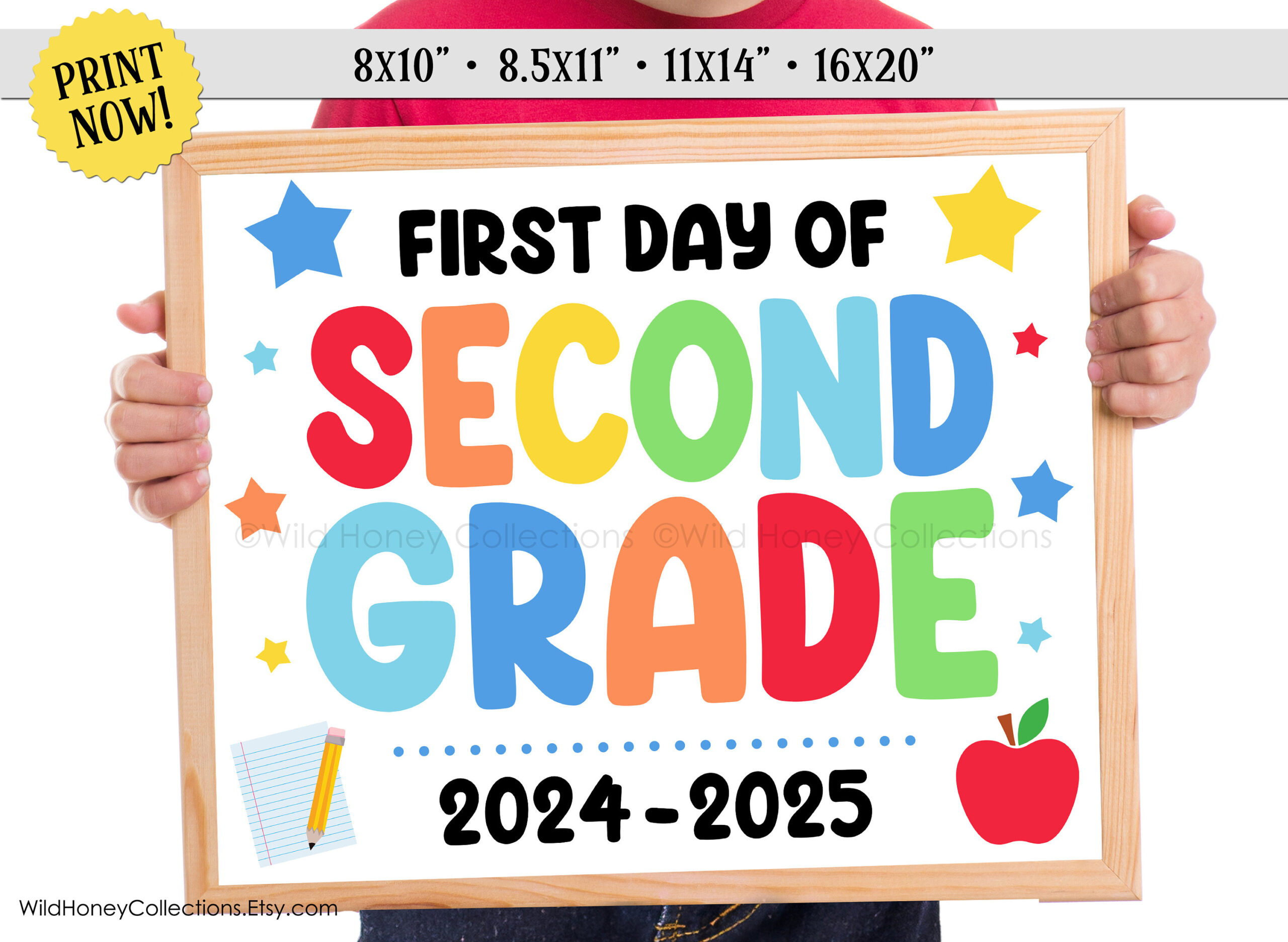 First Day Of 2Nd Grade, Second Grade, Printable School Sign, Photo Prop, Boy, Girl, Instant Digital Download with First Day Of Second Grade Printable