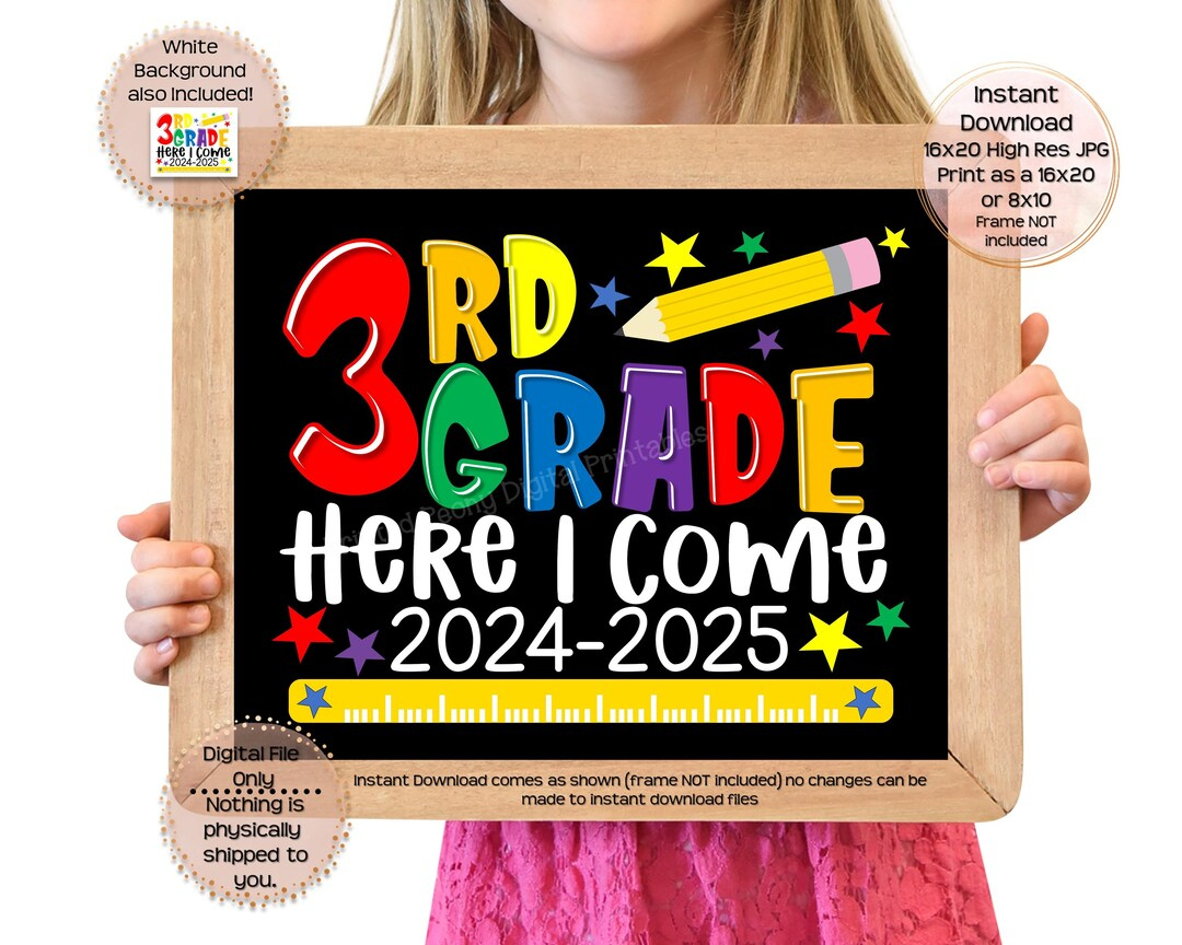 First Day Of Third Grade Printable Sign First Day Of 3Rd Grade inside First Day of 3rd Grade Sign Printable