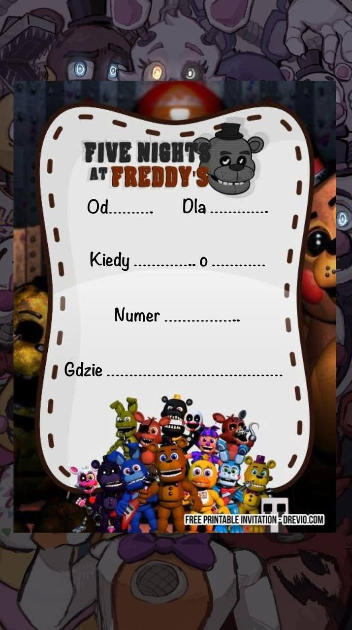 Five Nights At Freddy&amp;#039;S Birthday Invitations Pl for Five Nights At Freddy&amp;#039;S Birthday Invitations Printable Free