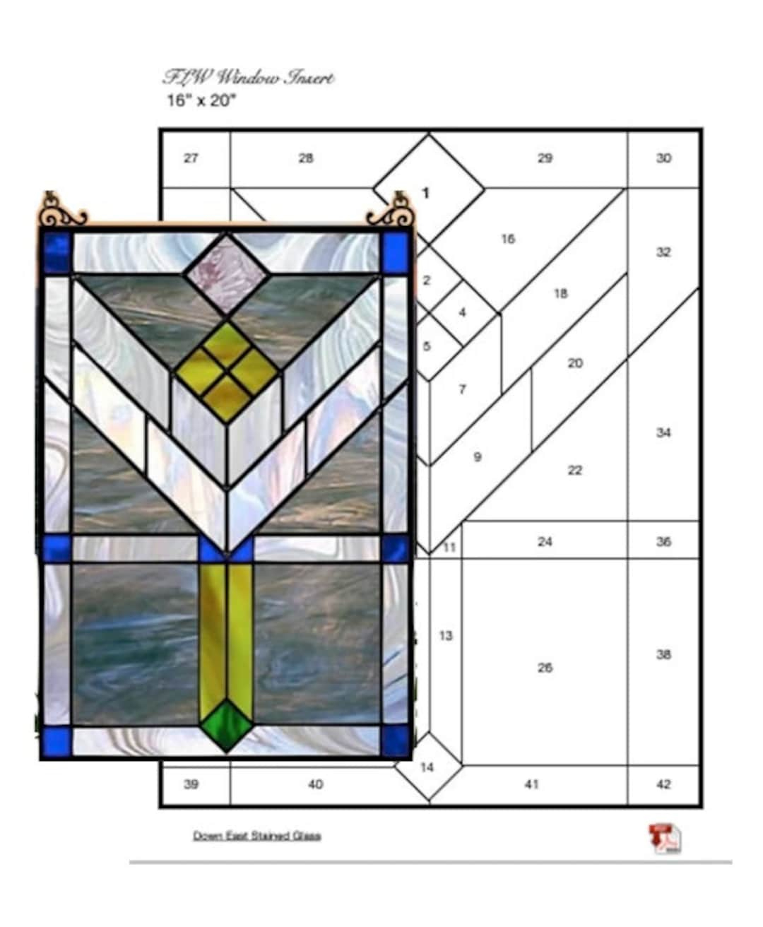 Flw (Frank Lloyd Wright) Window Insert Stained Glass Pattern - Etsy regarding Printable Free Frank Lloyd Wright Stained Glass Patterns