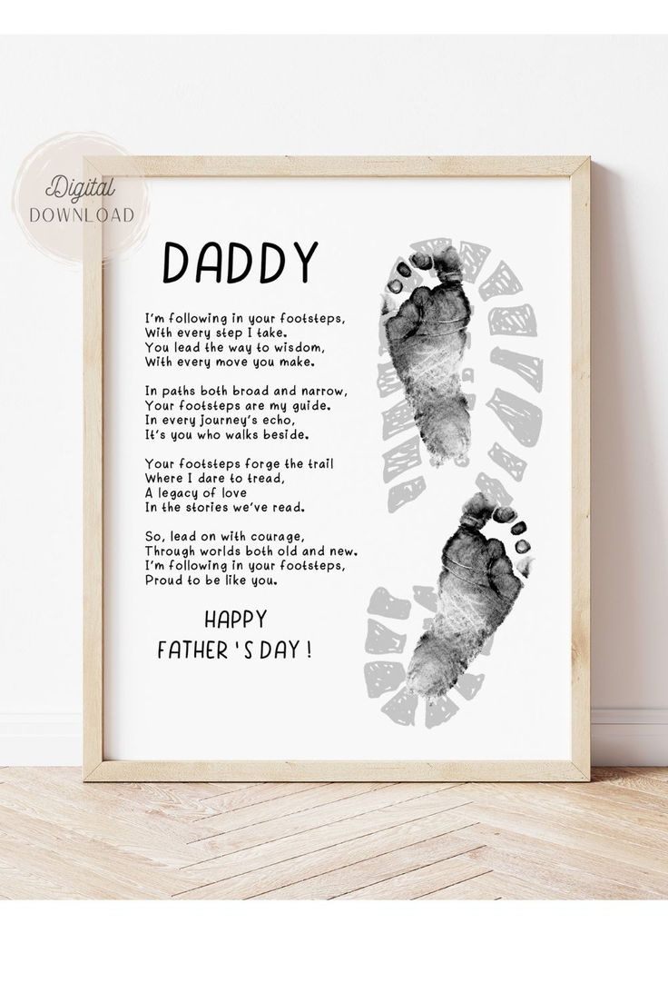 Following In Daddy&amp;#039;S Footsteps, Father&amp;#039;S Day Poem Printable intended for Following in Daddy&amp;amp;#039;s Footsteps Printable