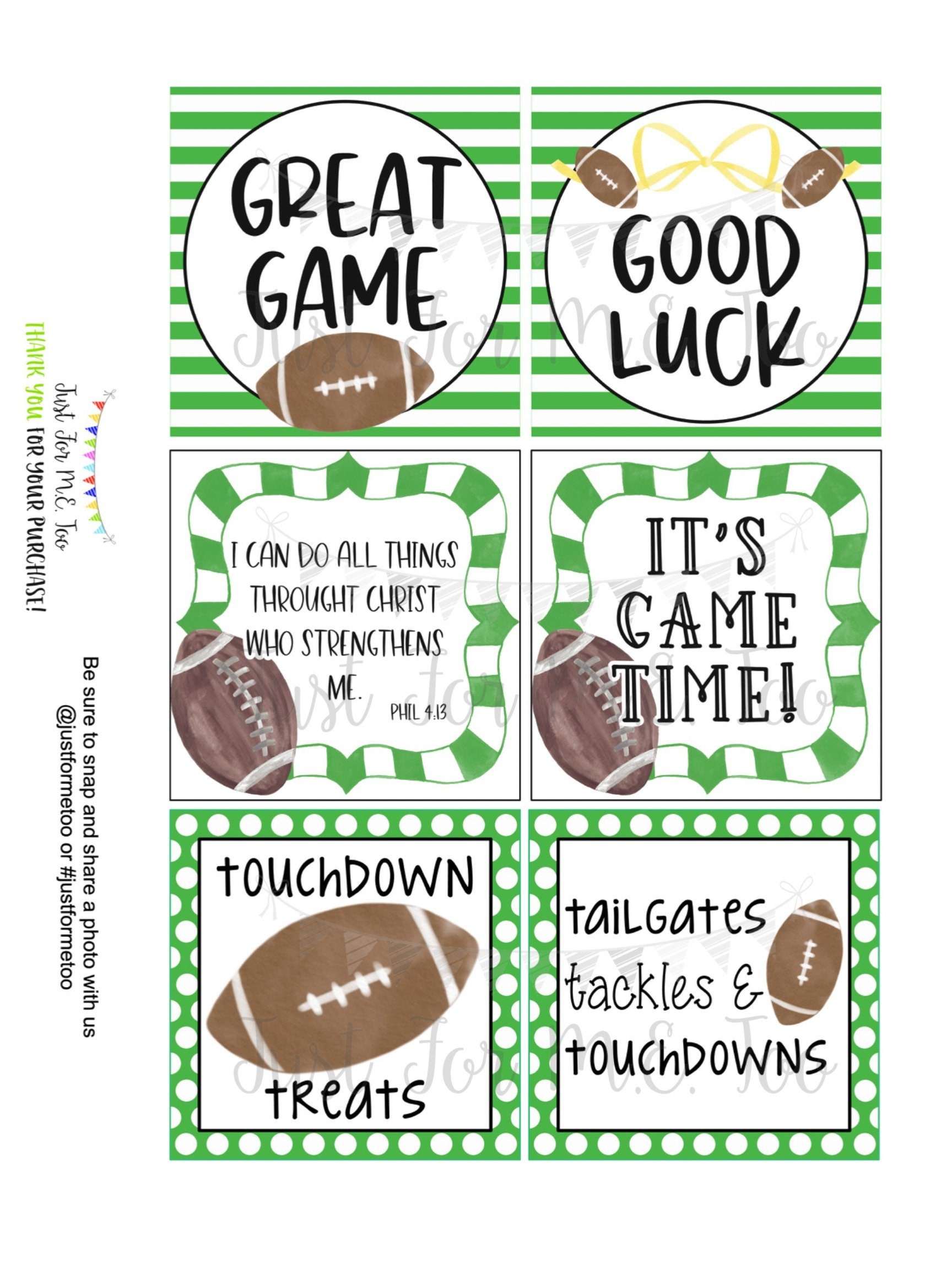 Football Printable Tags, Instant Download, Cheerleading Tags with regard to Free Printable Football Tags