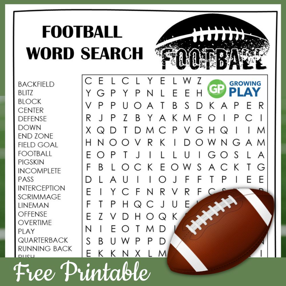 Football Word Search - Free Pdf - Growing Play pertaining to Football Word Search Free Printable