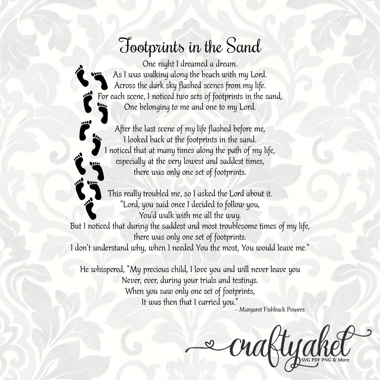 Footprints In The Sand Poem (Svg, Pdf, Png Digital File Vector inside Free Printable Footprints In The Sand Poem