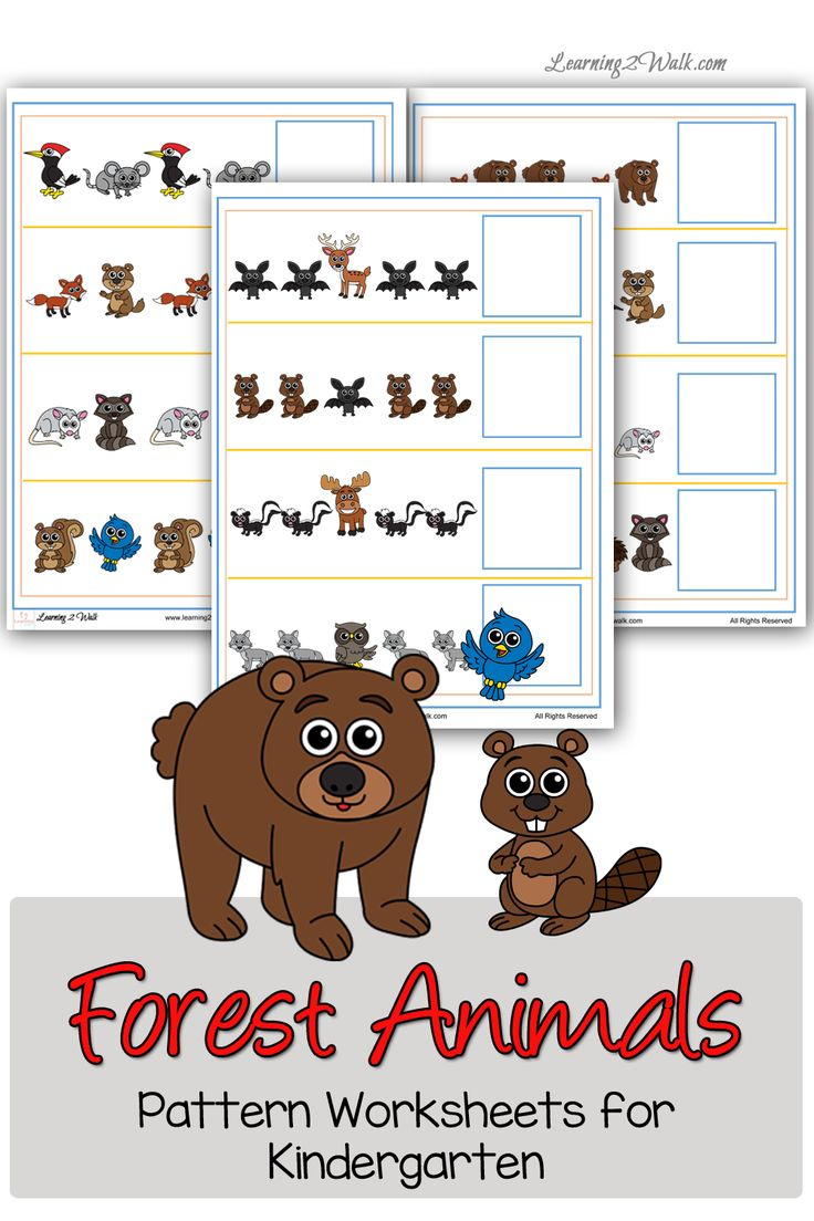 Forest Animals Pattern Worksheets For Kindergarten with Printable Animal Patterns Worksheet