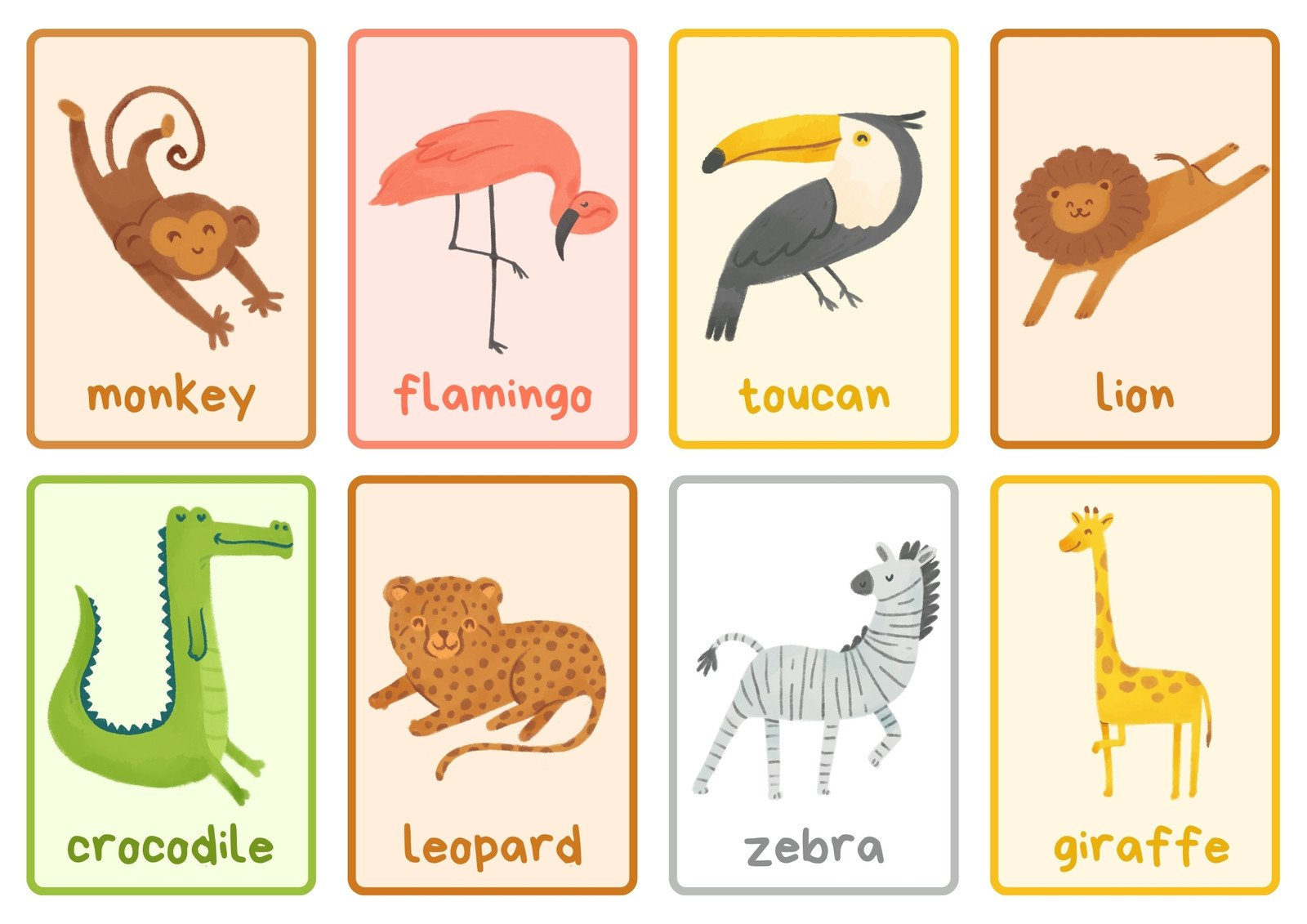 Free Animal Flashcards To Customize And Print | Canva with regard to Free Printable Animals Flashcards
