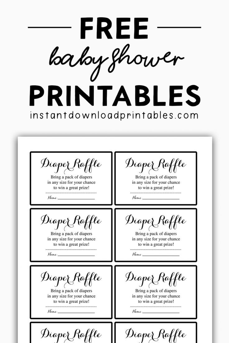 Free Baby Shower Black And White Printables - Instant Download intended for Free Printable Diaper And Wipe Raffle
