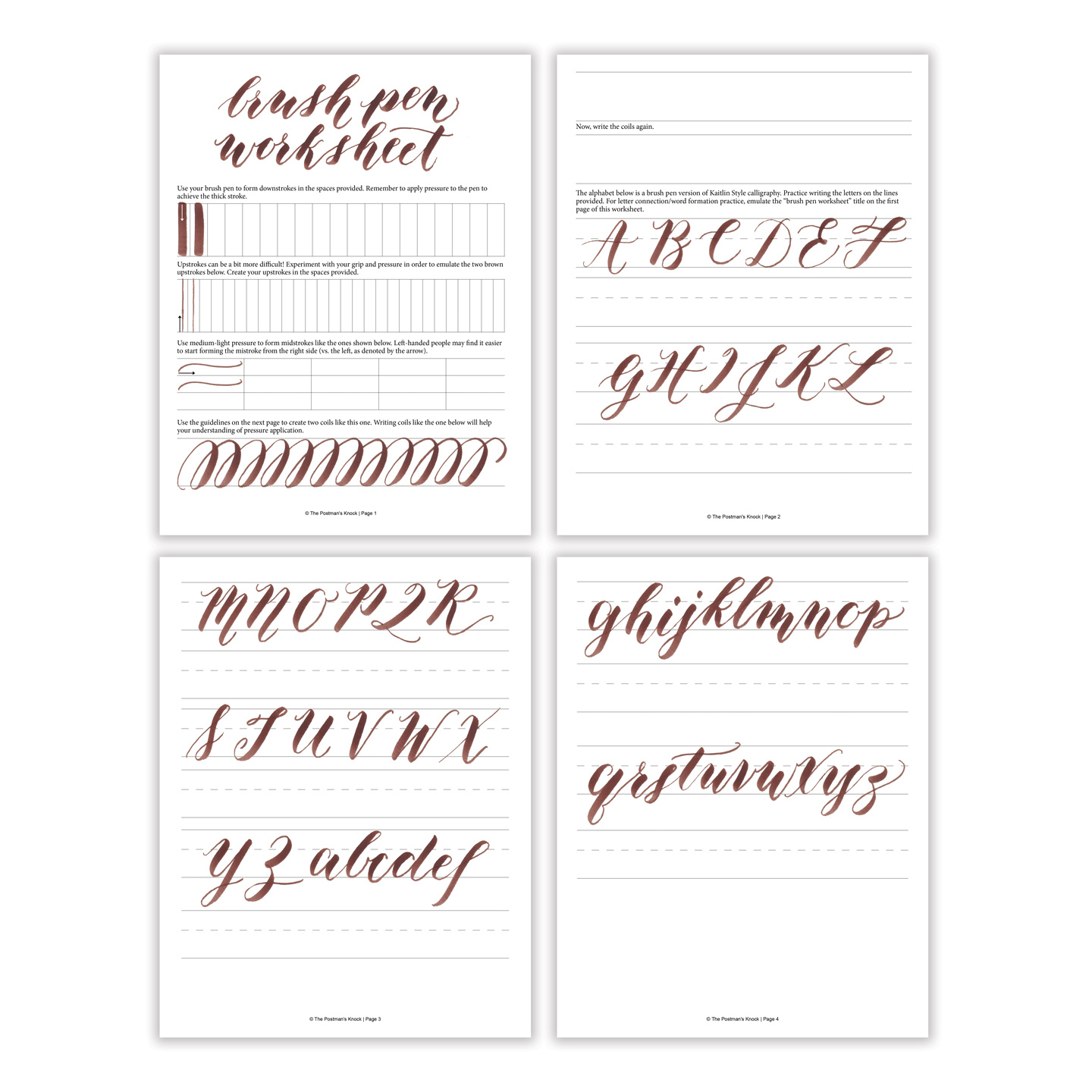 Free Basic Brush Pen Calligraphy Worksheet – The Postman&amp;#039;S Knock inside Calligraphy Worksheets Printable Free