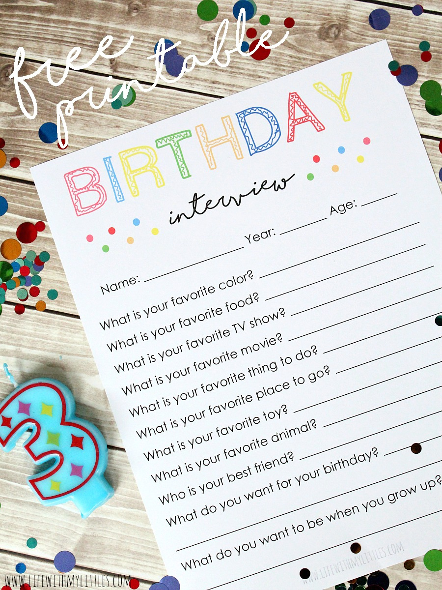 Free Birthday Interview Printable - Life With My Littles throughout Free Printable Birthday Interview Printable