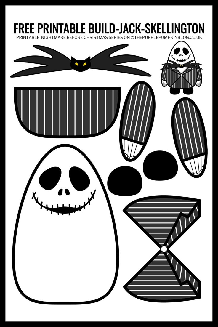 Free Build Jack Skellington Printable For Halloween &amp;amp; Christmas! with Jack Skellington Stencil Free Printable
