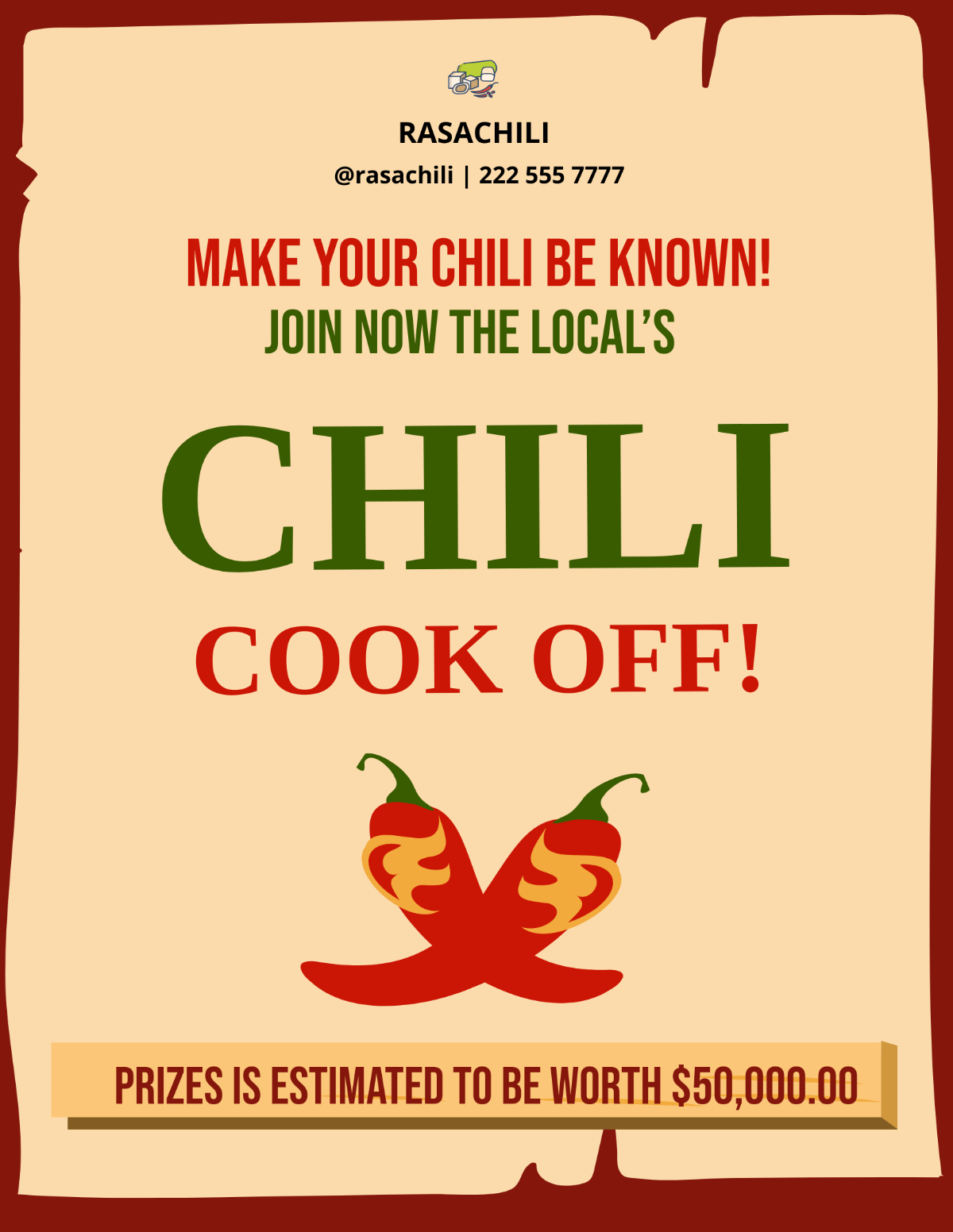 Free Chili Cook Off Flyer Templates, Editable And Printable with Printable Chili Cook Off Flyer Template Free