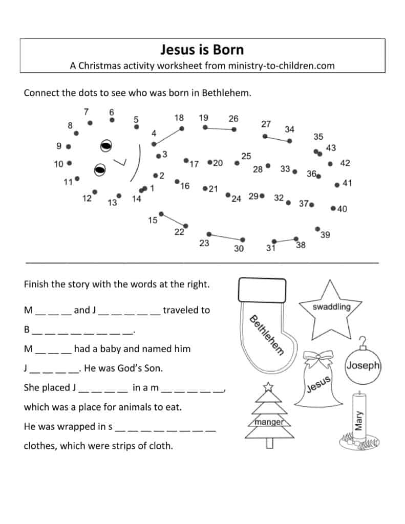 Free Christmas Worksheets For Kids (Free Printable Activity Sheets) regarding Printable Birth Of Jesus Worksheets