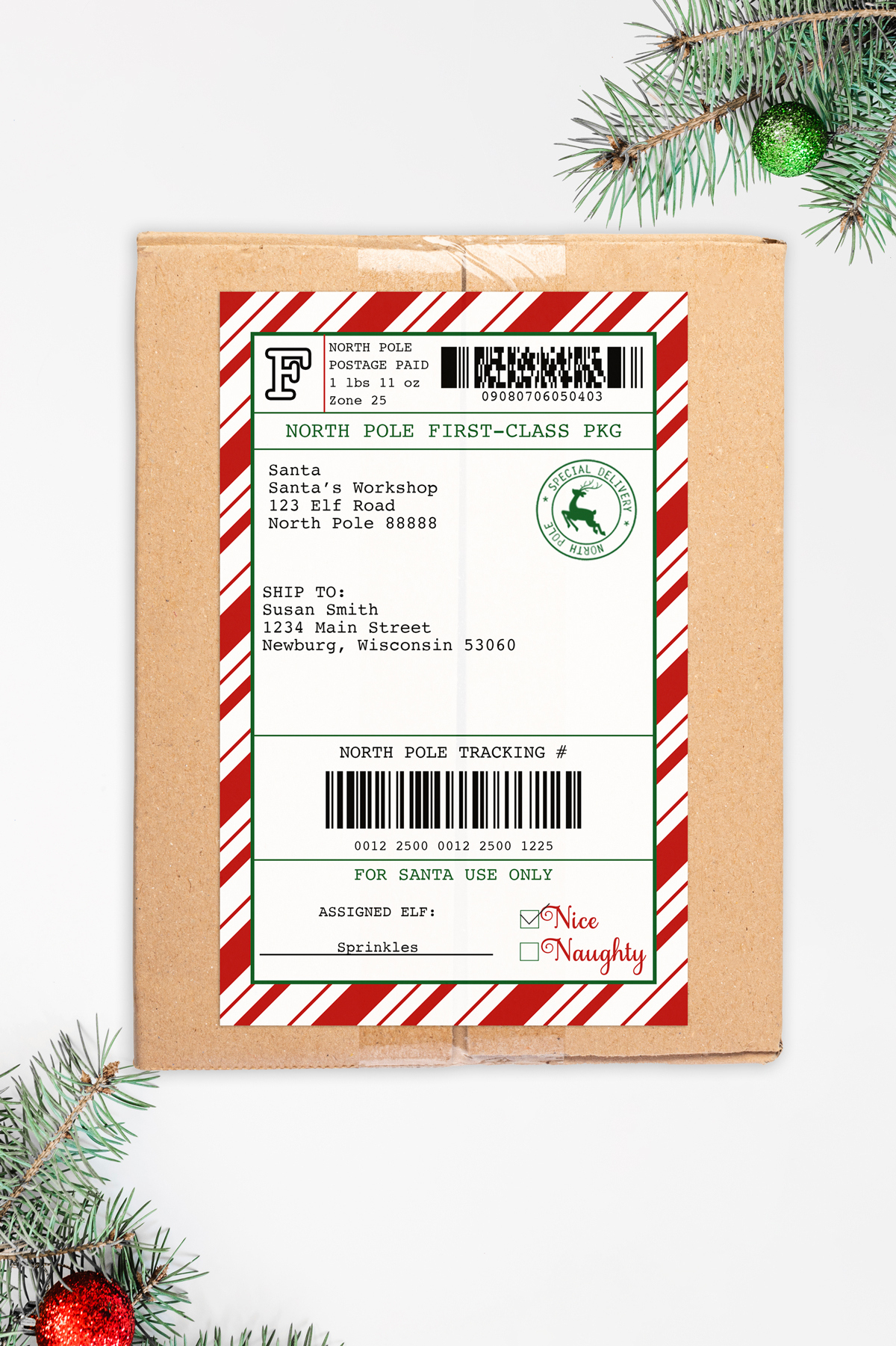 Free Customizable Elf On The Shelf Mailing Label throughout Free Printable Elf on the Shelf Shipping Label