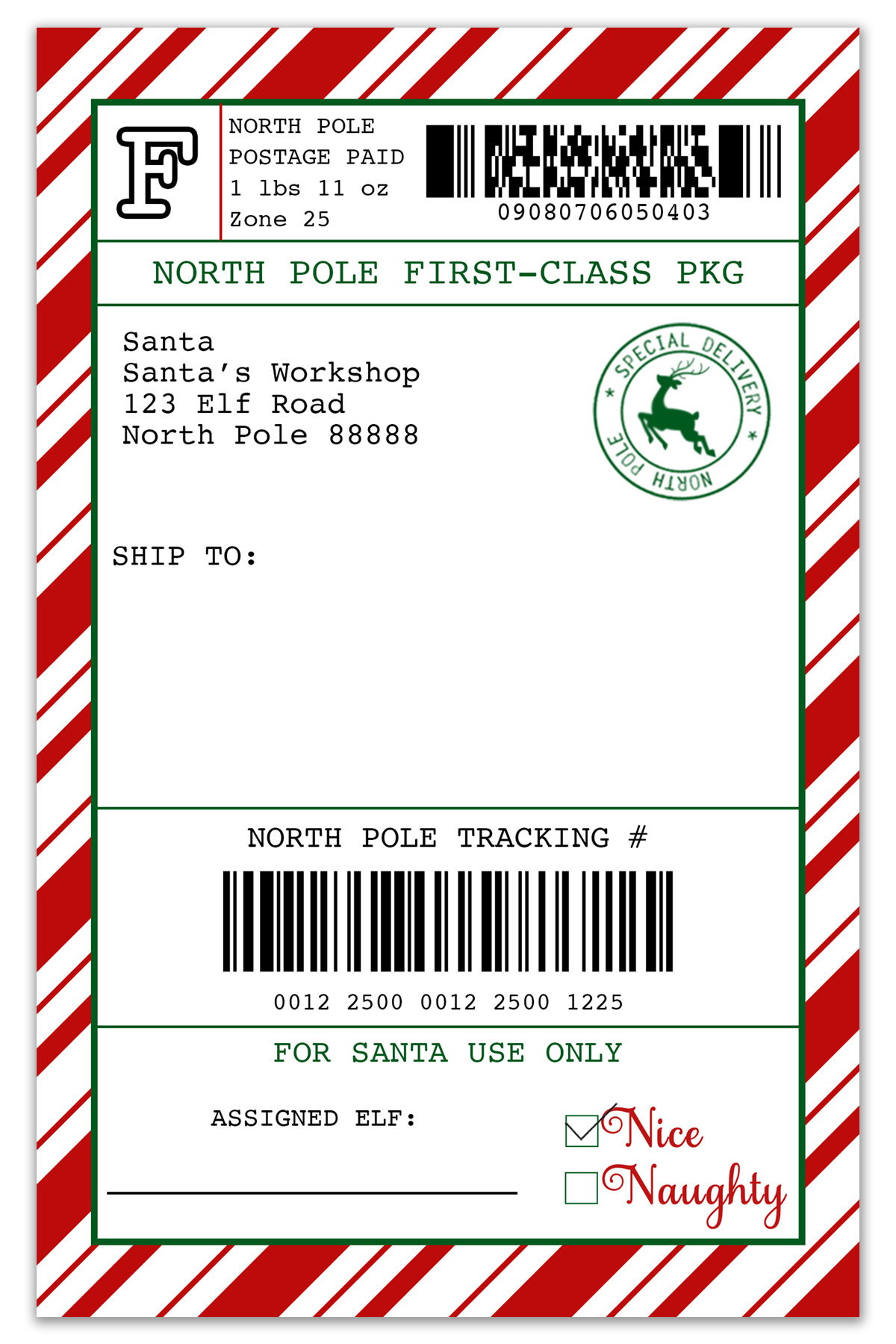 Free Customizable Elf On The Shelf Mailing Label with Free Printable Elf On The Shelf Shipping Label