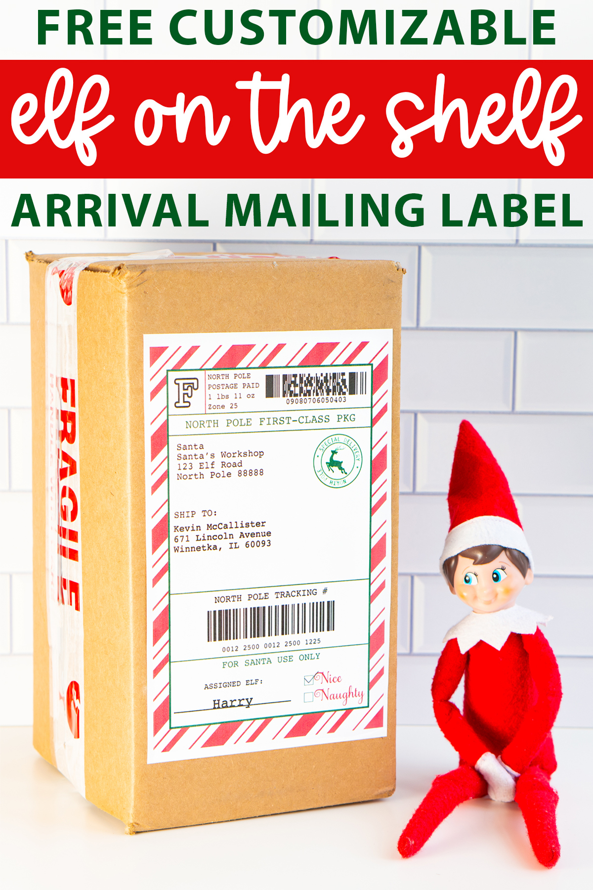 Free Customizable Elf On The Shelf Mailing Label within Free Printable Elf on the Shelf Shipping Label