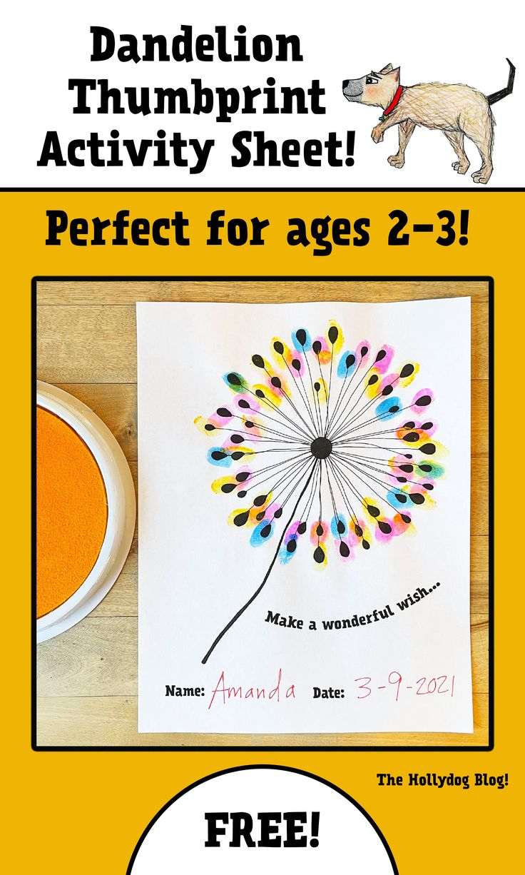 Free Dandelion Thumbprint Activity Sheet! throughout Printable Free Thumbprint Dandelion Template