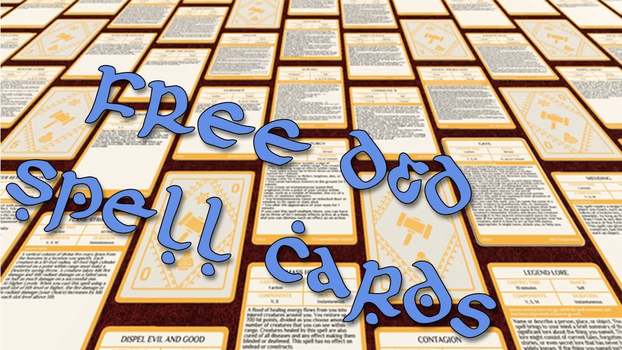 Free D&amp;amp;D Printable Spell Cards (5E) | The Dms Tavern regarding Free Printable Spell Cards 5e