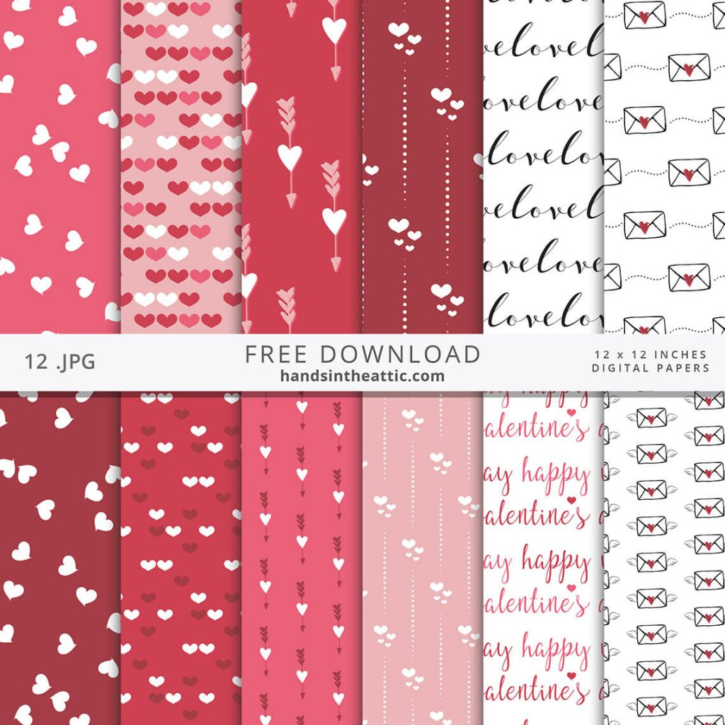 Free Digital Scrapbook Papers | Hearts, Love, Valentine&amp;#039;S Day with Free Printable Patterned Paper