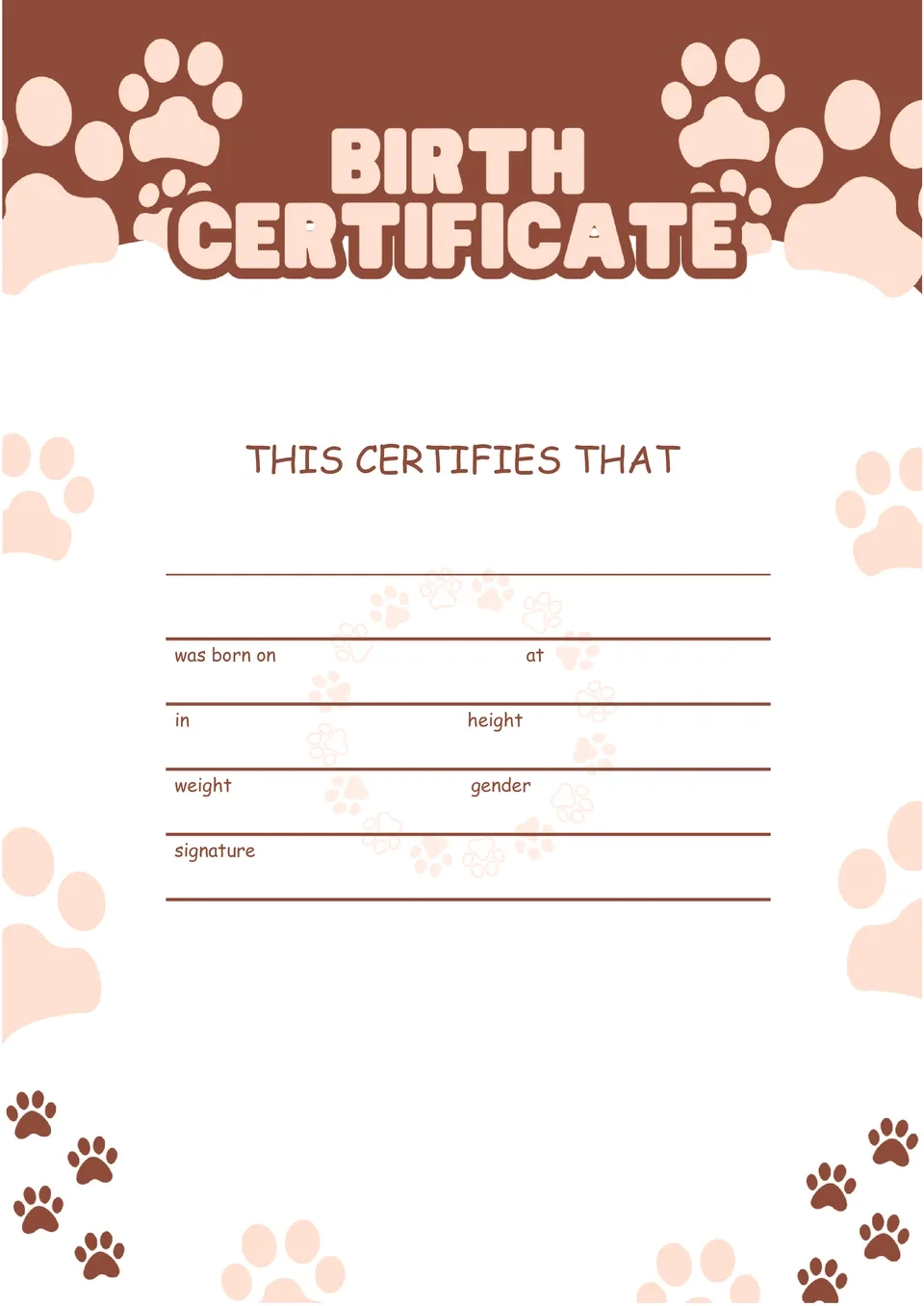 Free Dog Birth Certificate Template For Google Docs pertaining to Free Printable Puppy Birth Certificate
