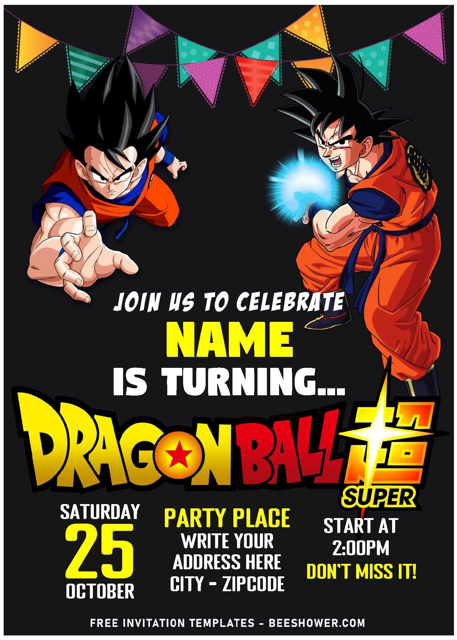 Free Editable Pdf) Dragon Ball Z Super Goku &amp;amp; Vegeta Birthday intended for Free Printable Dragon Ball Z Invitation Template
