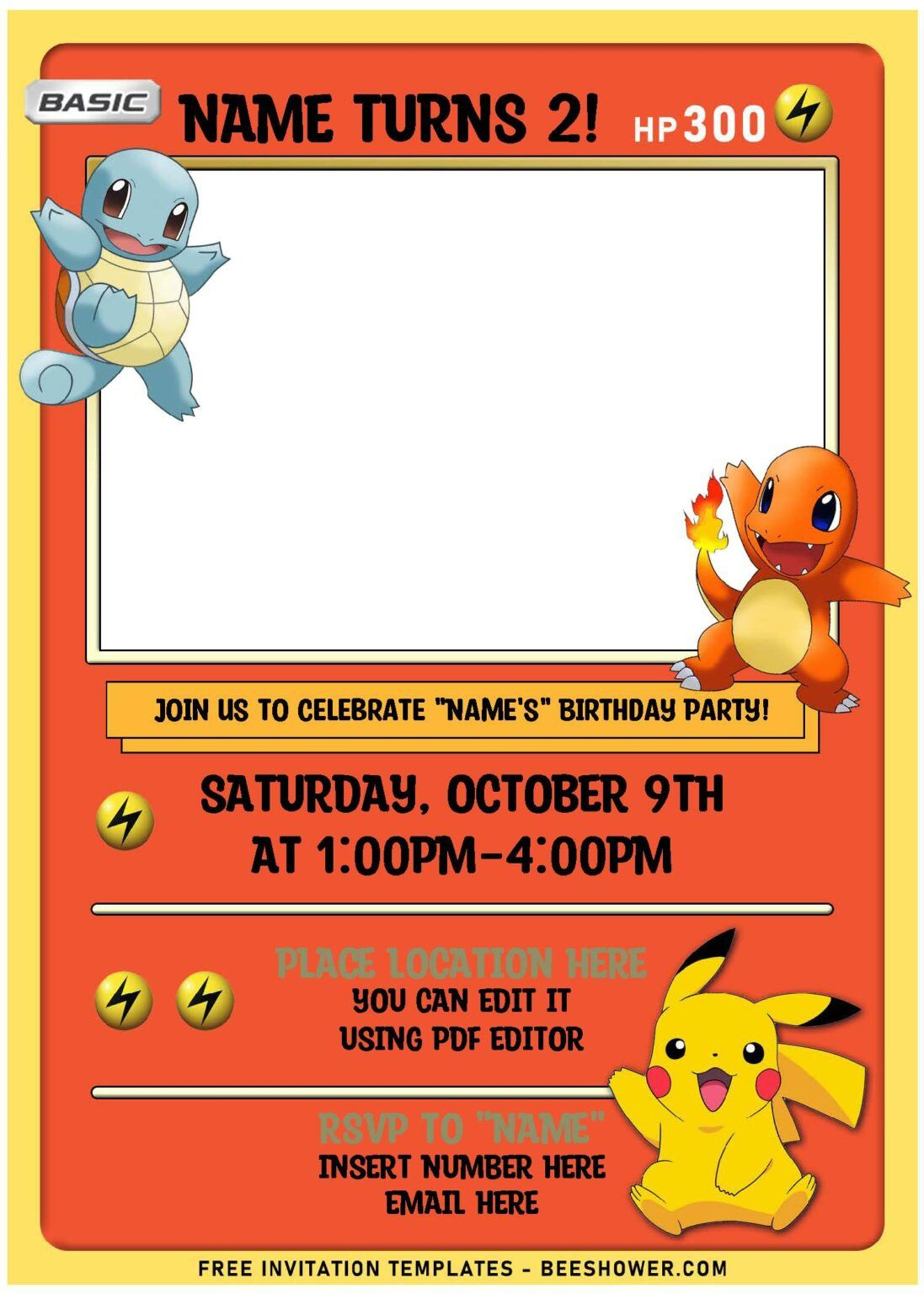 Free Editable Pdf) Lovely Pokémon Card Themed Birthday Invitation regarding Free Printable Birthday Invitations Pokemon