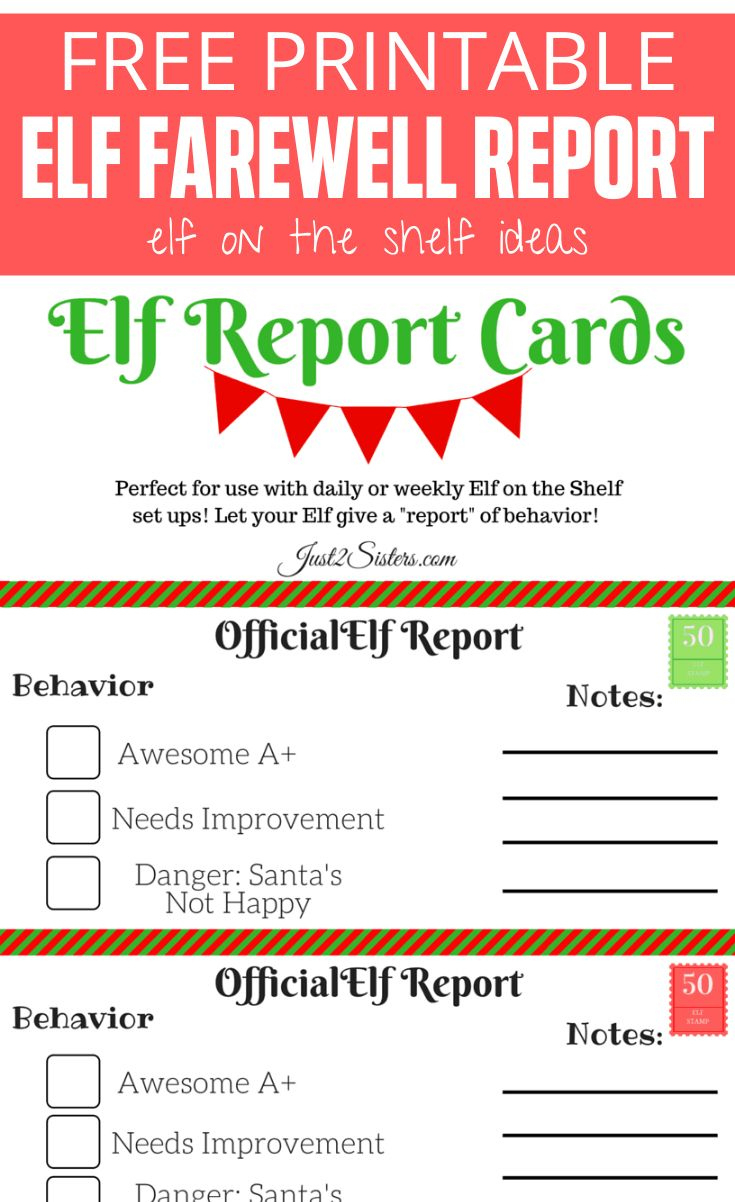 Free Elf On Shelf Printable in Printable Free Elf on the Shelf Behavior Report
