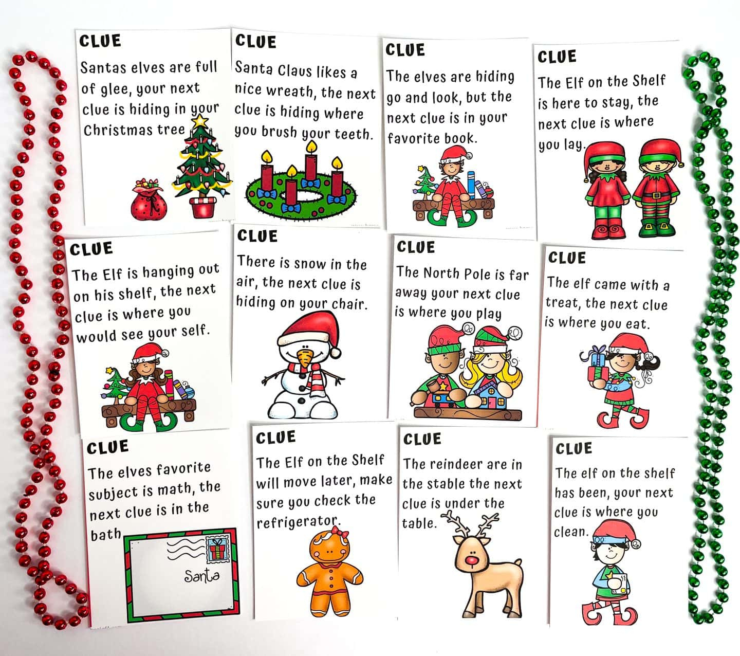 Free Elf On The Shelf Scavenger Hunt Printable with Free Printable Elf on the Shelf Treasure Hunt Clues