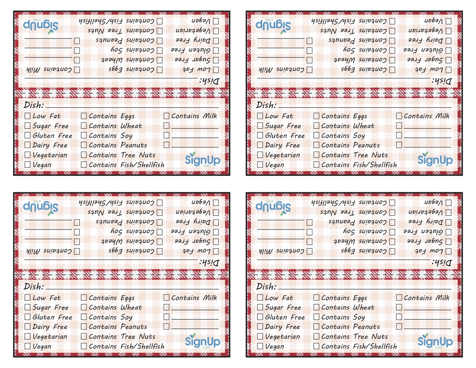 Free Food-Allergy Meal Tags For Picnics &amp;amp; Potlucks | Signup intended for Free Printable Allergy Cards