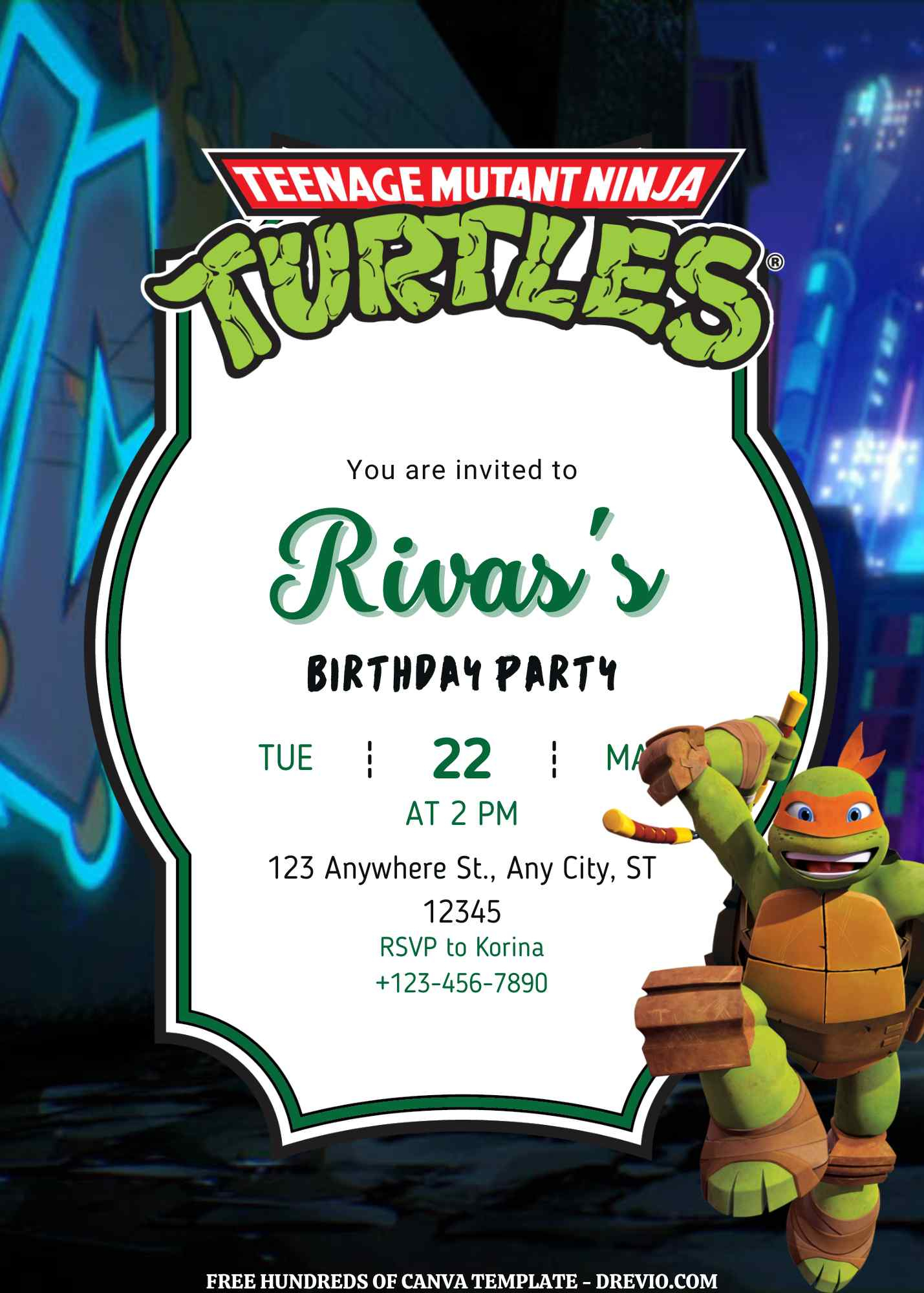 Free Free Printable Invitations Ninja Turtles, Download Free Free for Free Printable Ninja Turtle Invitation Templates