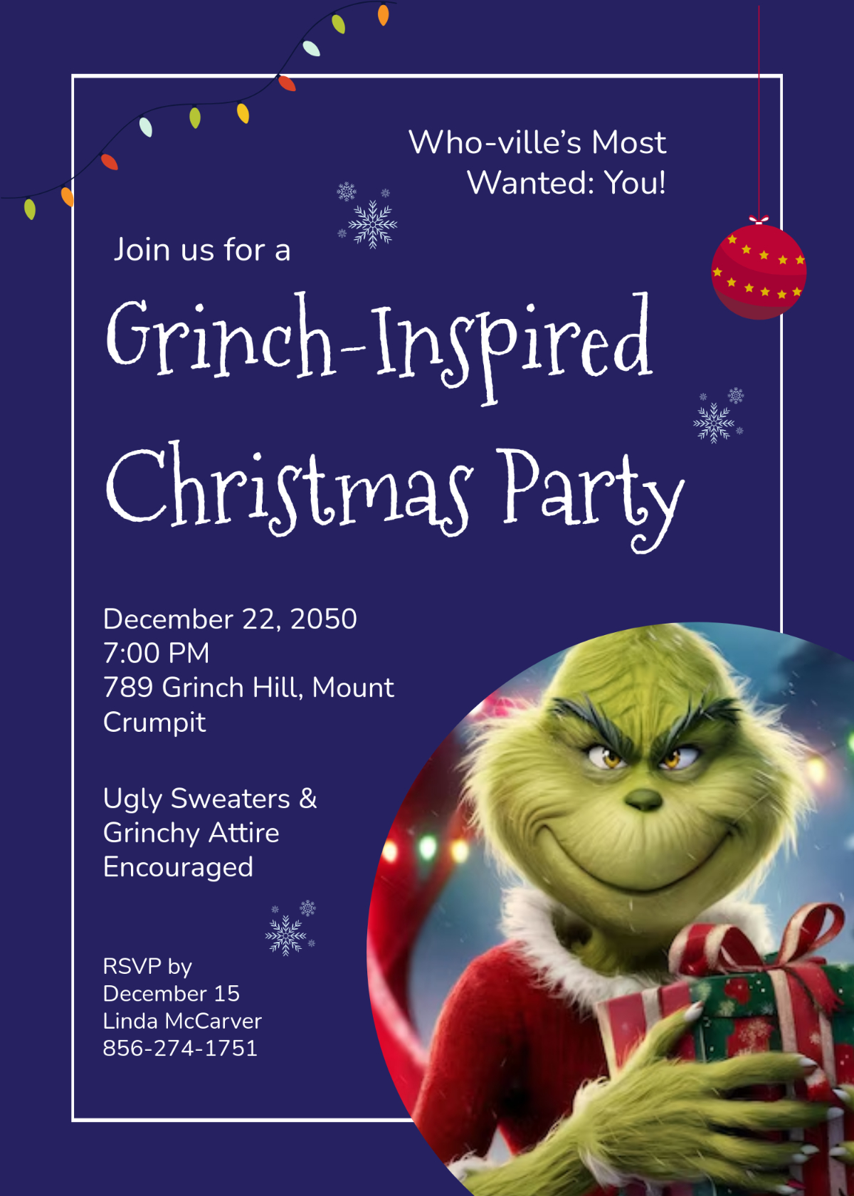 Free Grinch Christmas Invitation Template To Edit Online inside Free Printable Grinch Invitation Template